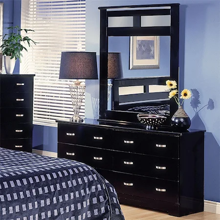 6 Drawer Dresser and Vertical Mirror Combination